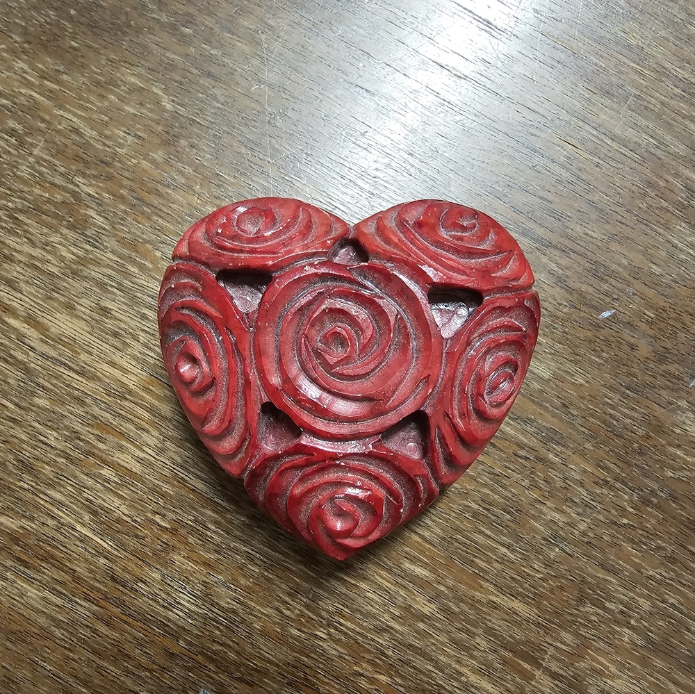 Beautiful red rose heart paper weight or decoration
